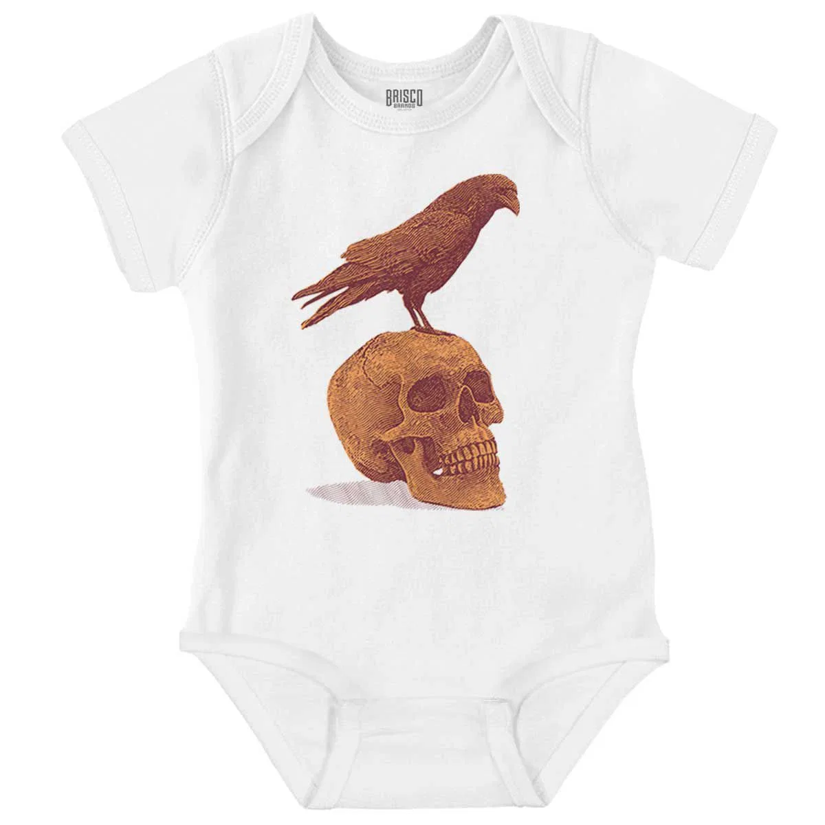 Детское боди-комбинезон с длинным рукавом Gothic Crow Raven Sitting on Skull Brisco Brands, White