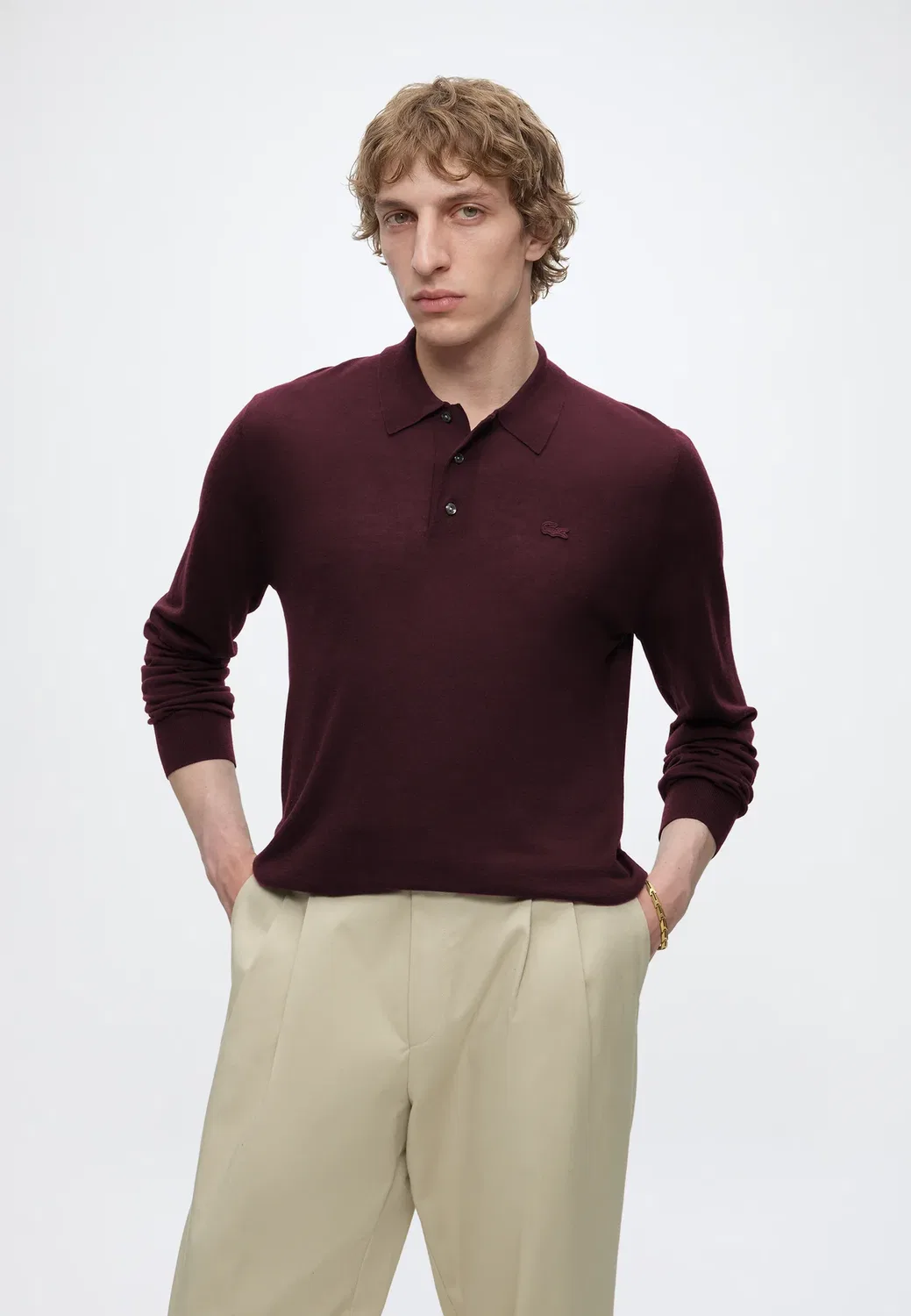 Вязаная рубашка поло - поло-рубашка Lacoste, Brown — фото 4