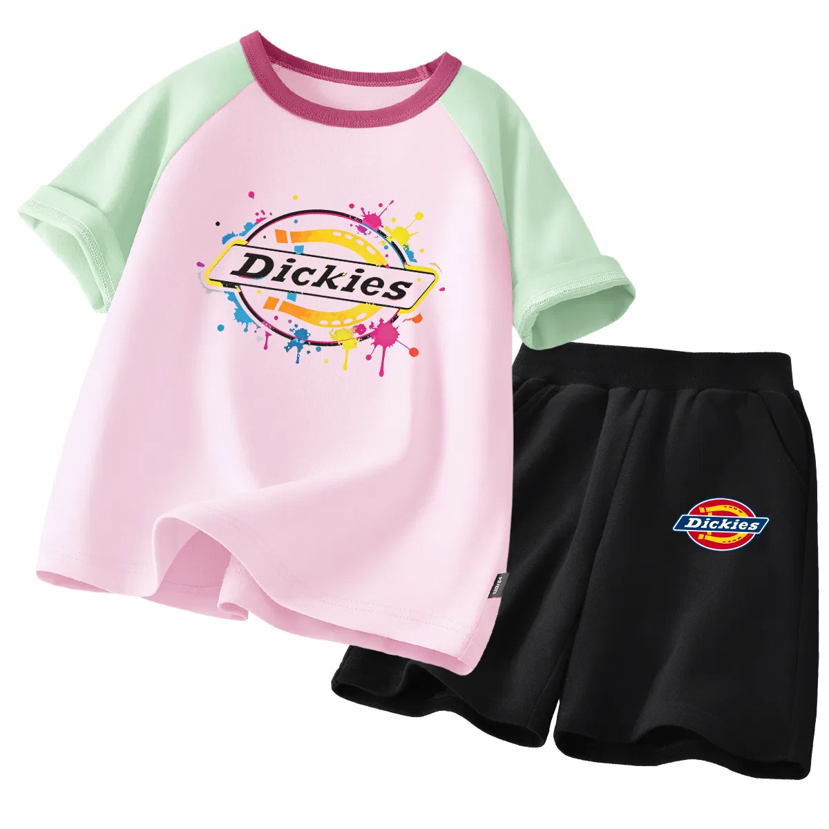 Детский спортивный комплект с принтом Splatter Ink Green Pink+Standard K Black, Dickies, Black