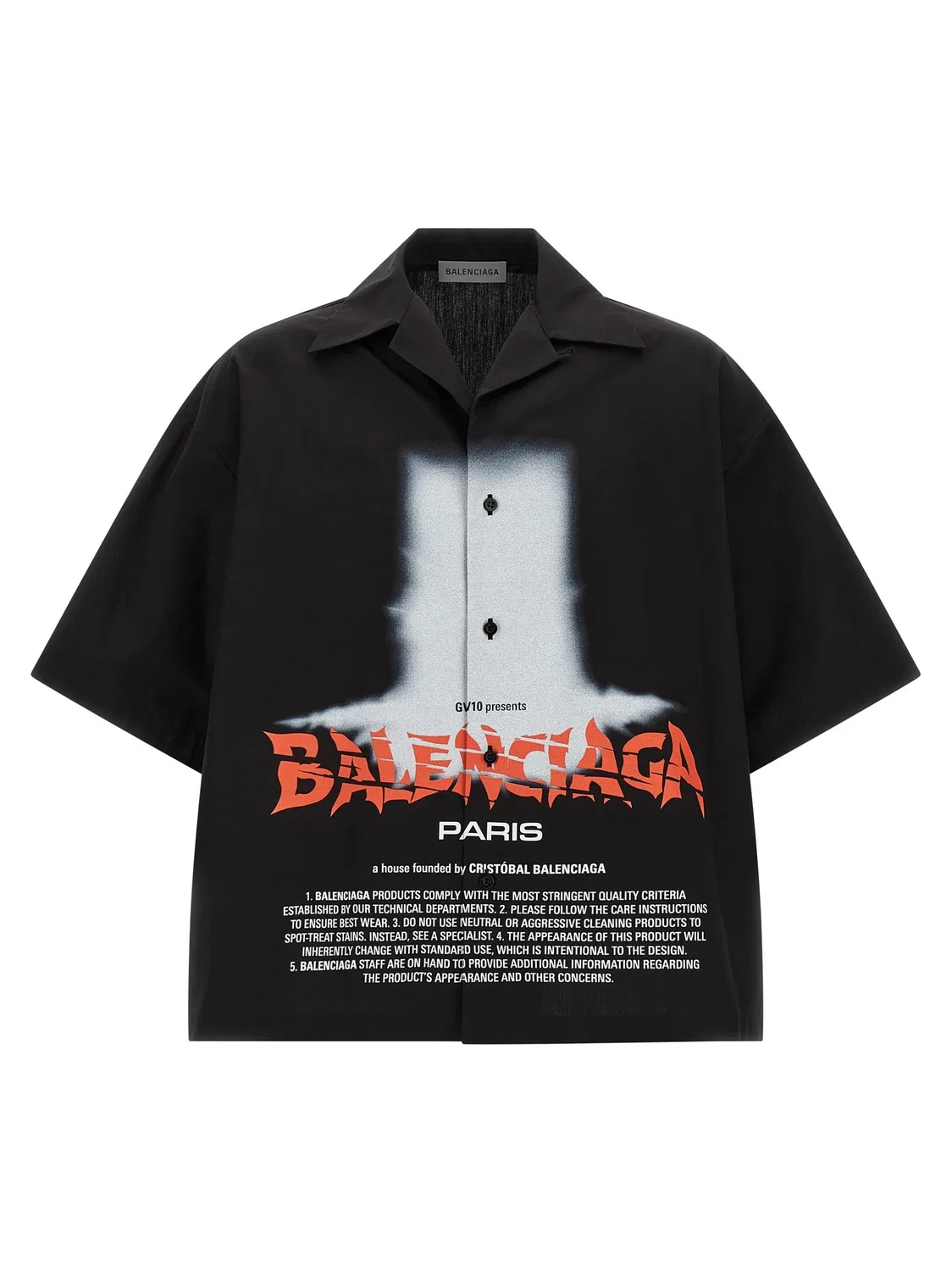 Рубашка для боулинга Дверь Balenciaga, черный