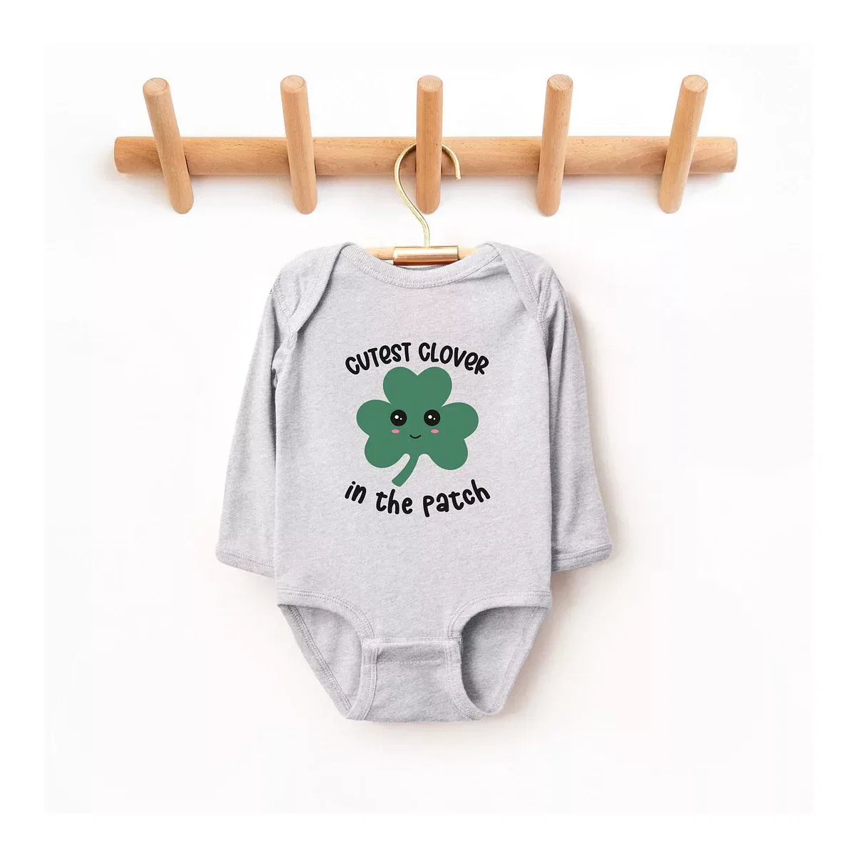 Детский боди с длинным рукавом Cutest Clover The Juniper Shop, Heather Grey