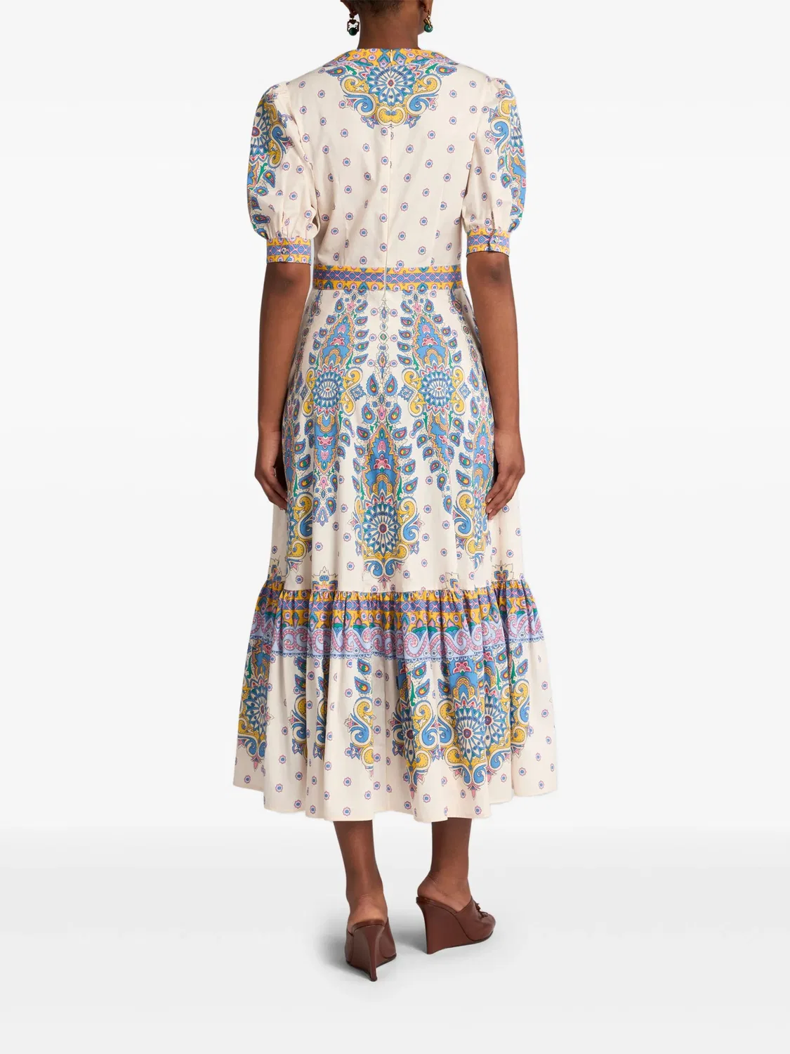 ETRO Платье с короткими рукавами из белого хлопка — фото 3