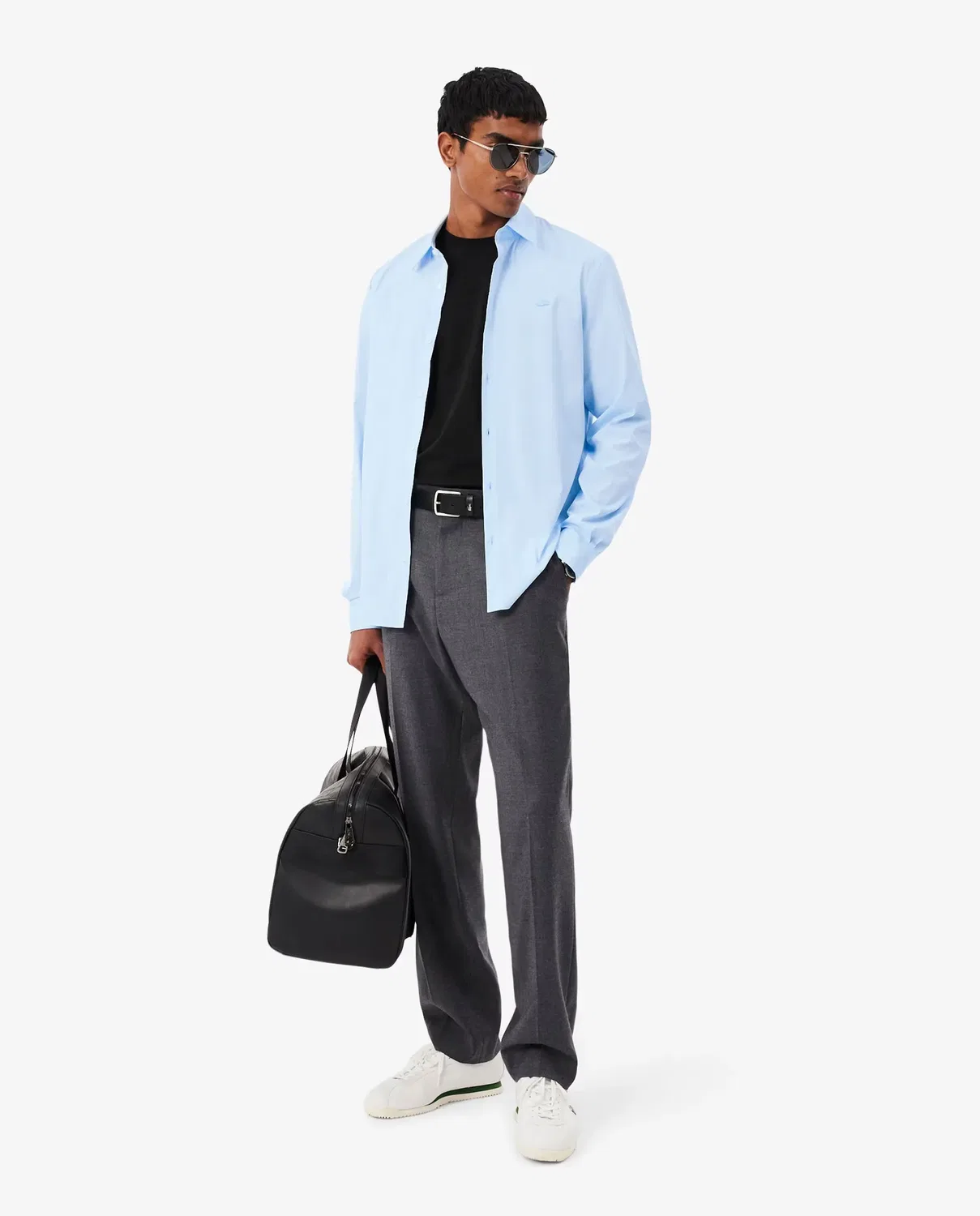 Мужская рубашка из эластичного поплина с длинным рукавом Lacoste, Azul Claro — фото 4
