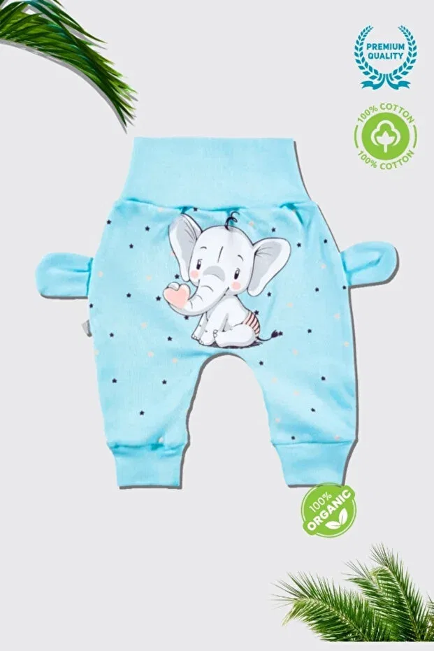 Детское боди-комбинезон для новорожденных с принтом Cute Elephant Figure Printed Nota Kids, Turquoise