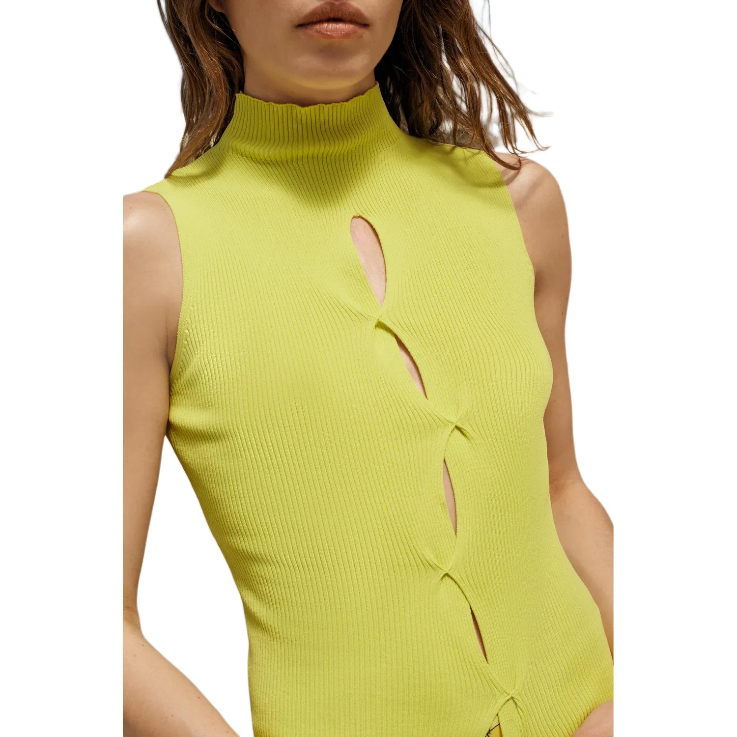 Женский топ без рукавов ZARA, Lime Yellow — фото 4