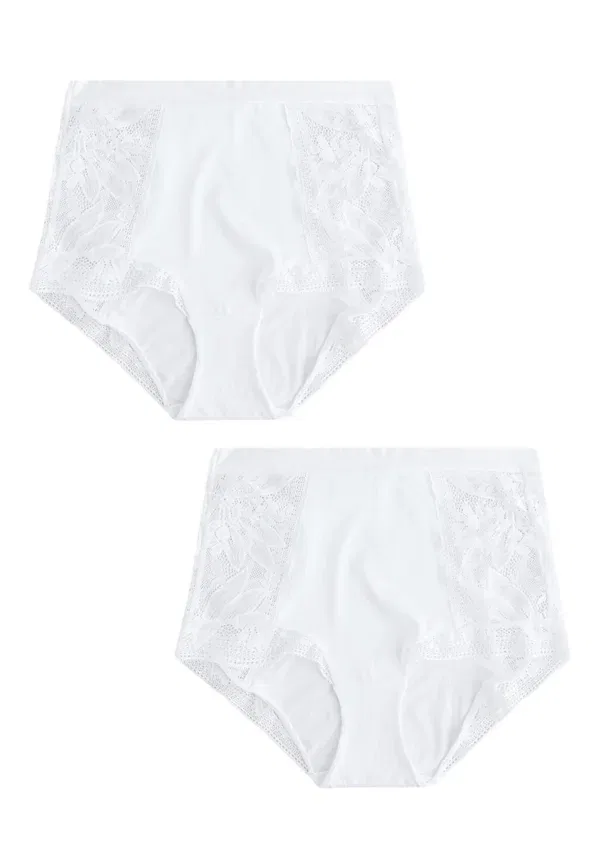 Трусы 2 шт, кружевные, High waist fit -knickers 2 pack - briefs, Next, white, белый — фото 4