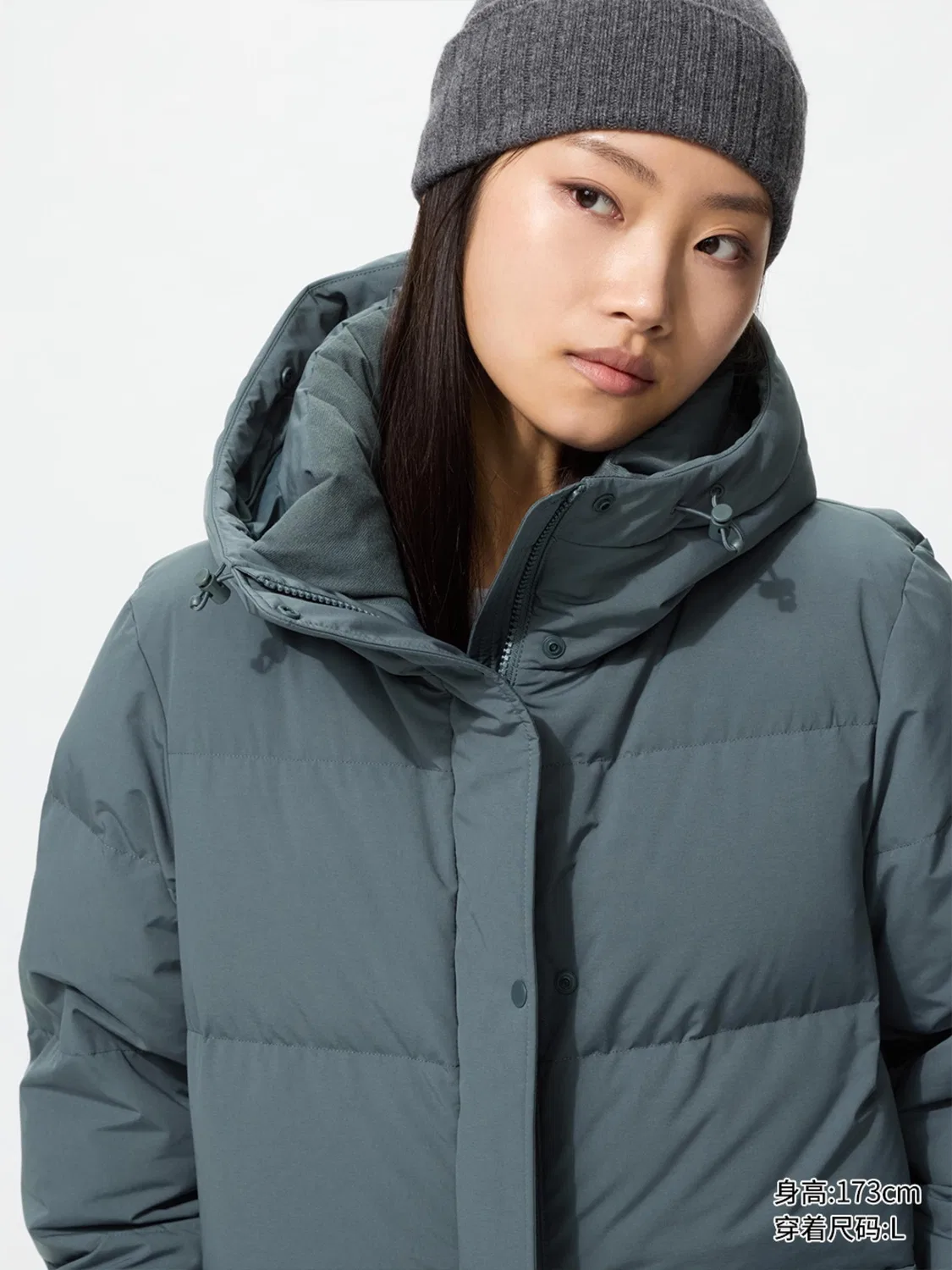 Пуховик длинный утепленный Uniqlo, молочный — фото 4