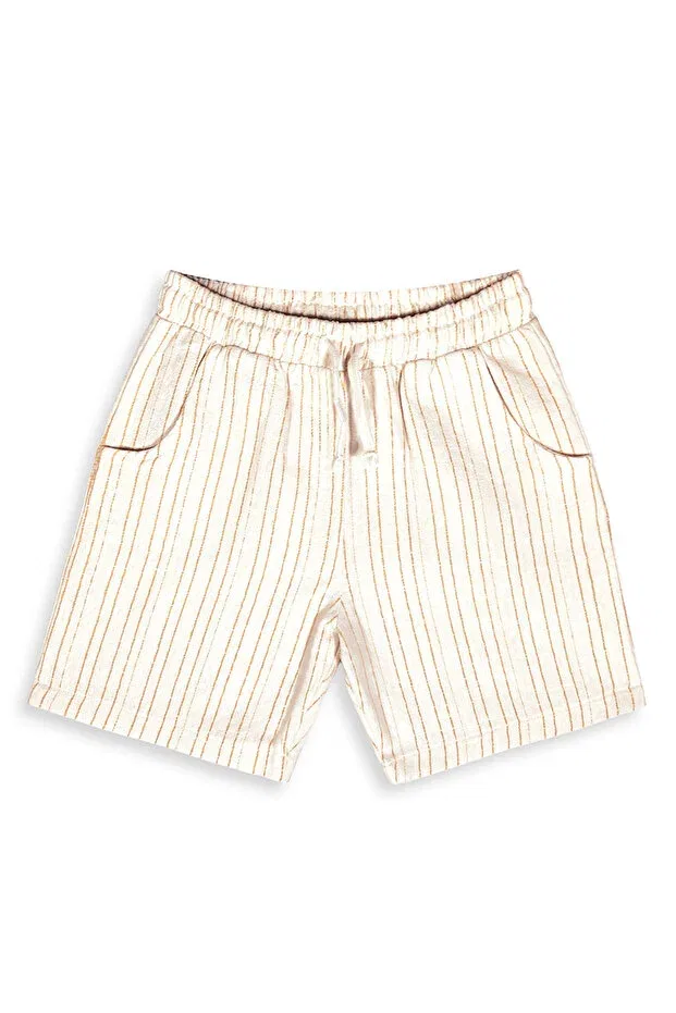 Детские шорты для мальчиков льняные Denokids, Nude Color — фото 4