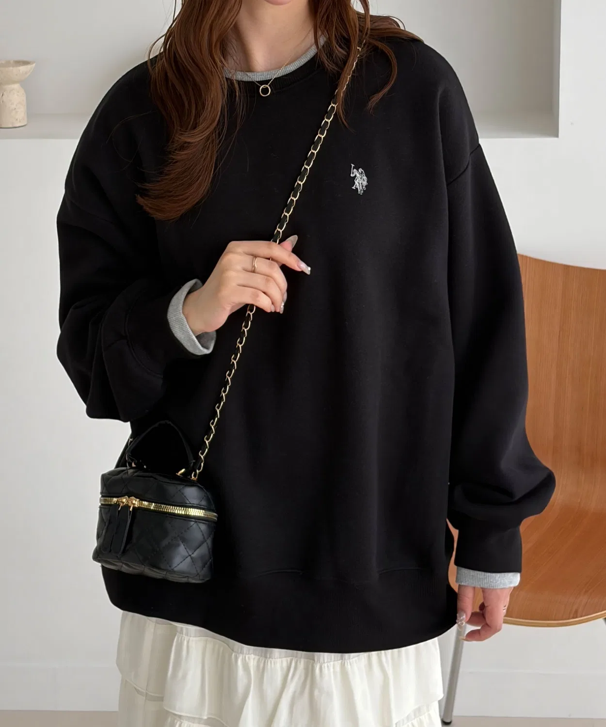 Женский свитшот с длинным рукавомс принтом Layered Color U.S. POLO ASSN., Brown — фото 3