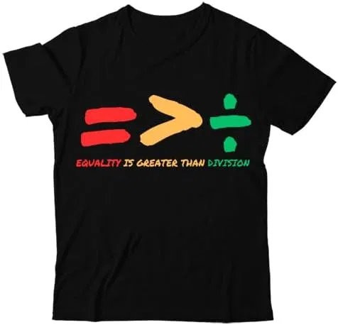 Мужская V-образная футболка с принтом Equality is Greater Than Division, Black