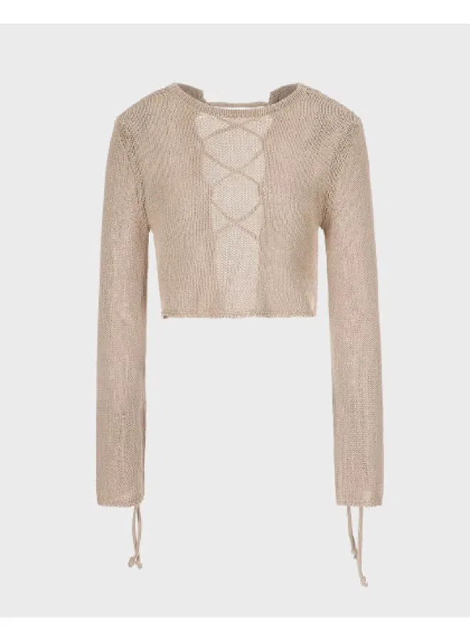 Топ трикотажный с коротким рукавом и кулисками на манжетах Zara, хаки