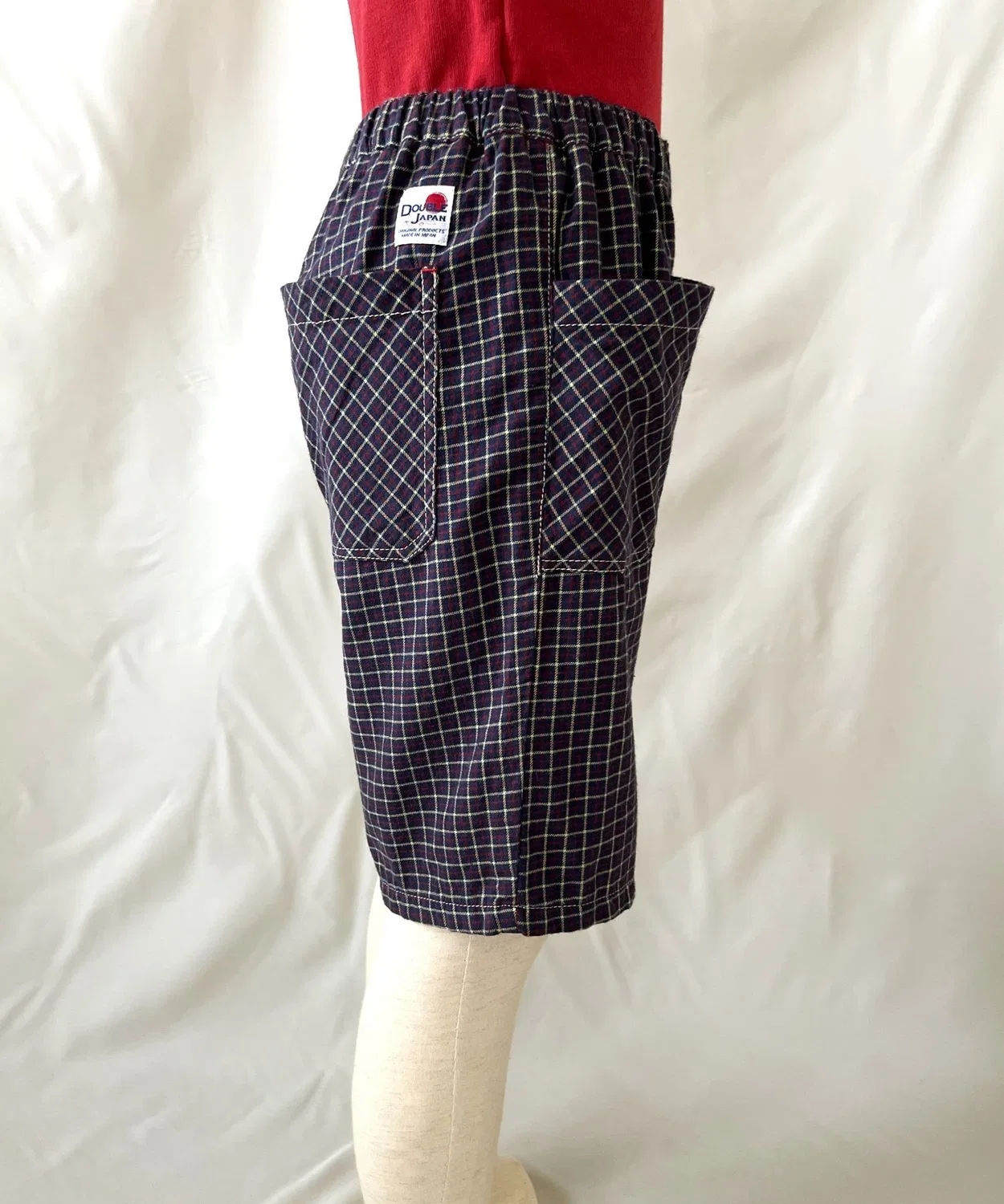 Детские шорты в клетку с брендом DOUBLE JAPAN, Navy — фото 3