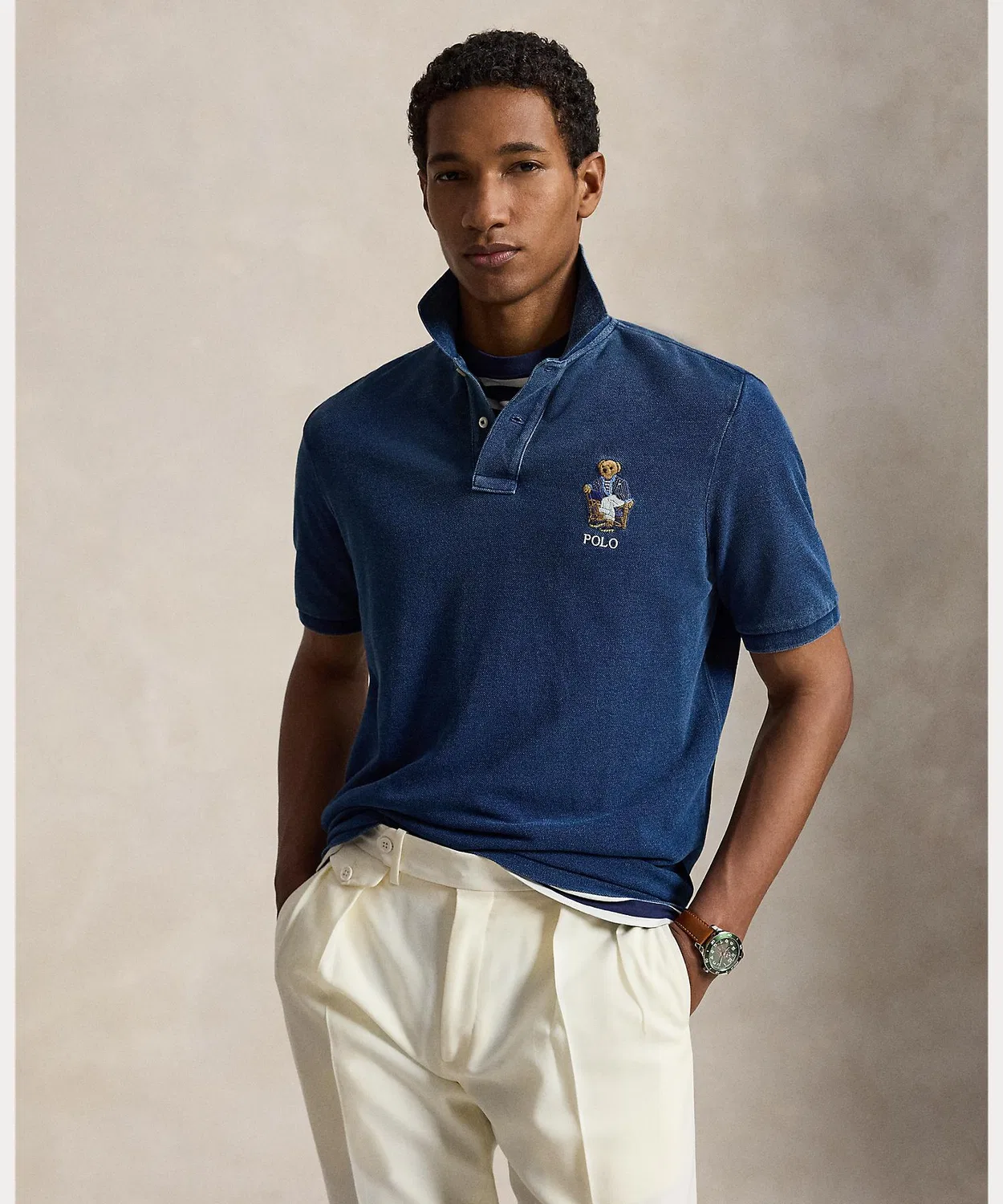 Мужская хлопковая футболка поло с принтом Polo Bear Classic Fit POLO RALPH LAUREN, Navy