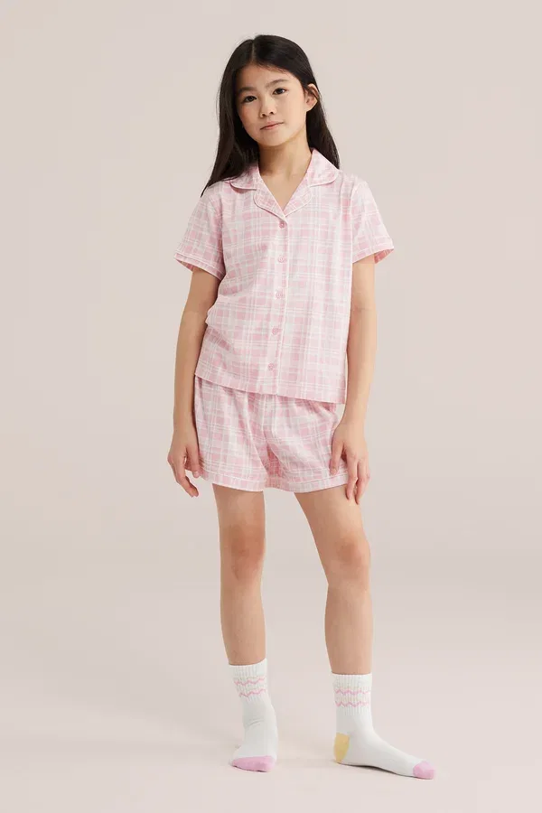 Комплект пижамы хлопковый Set - pyjama set We Fashion, Light Pink, светло-розовый — фото 2