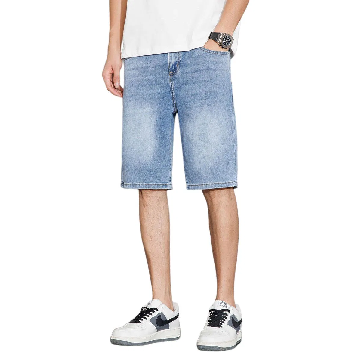 Детские шорты из денима Loose Five-Point Thin Straight Leg Denim Shorts Tonlion, Light Blue