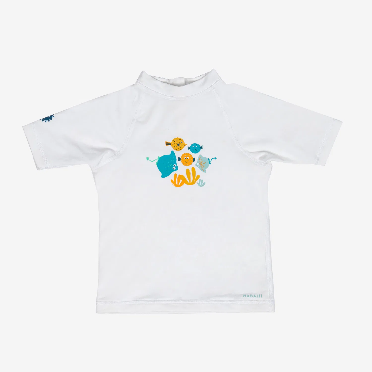 Детская футболка с коротким рукавом UV-Shirt kurzarm Baby Fish белая Decathlon — фото 3