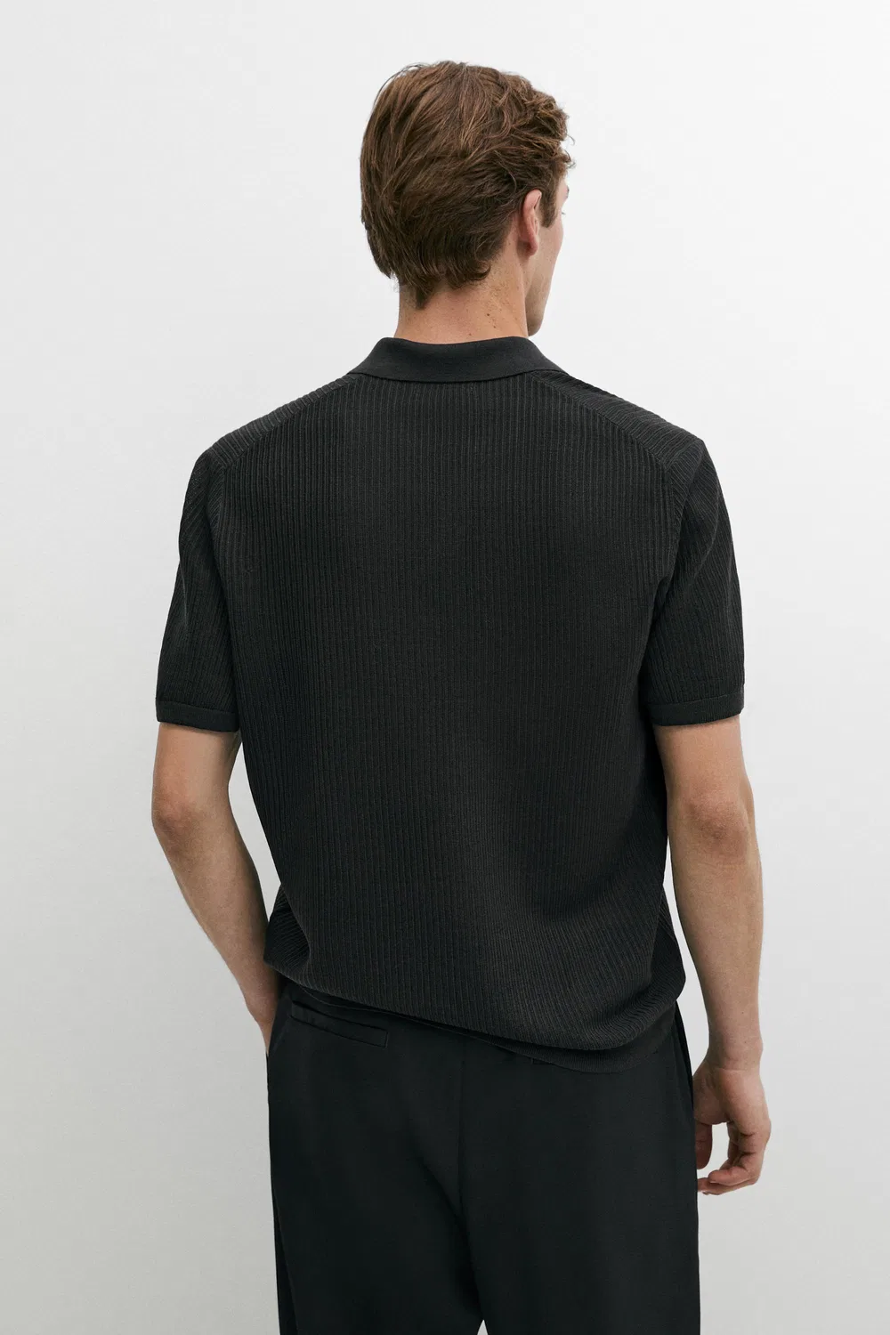 Поло Massimo Dutti Wool Blend Short Sleeve Knit, серо-зеленый — фото 3