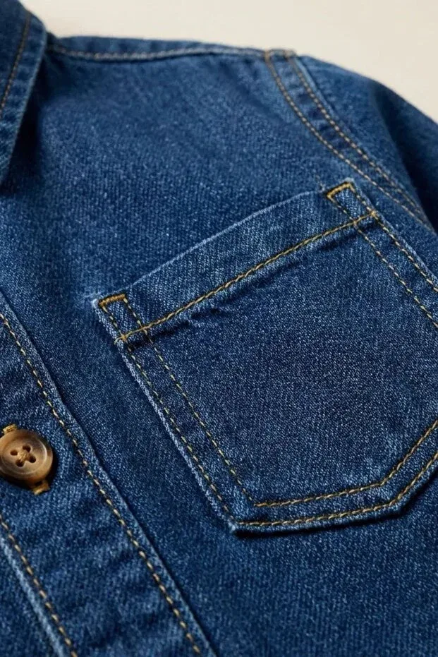 Детская рубашка из денима Overdo, Navy Blue — фото 4