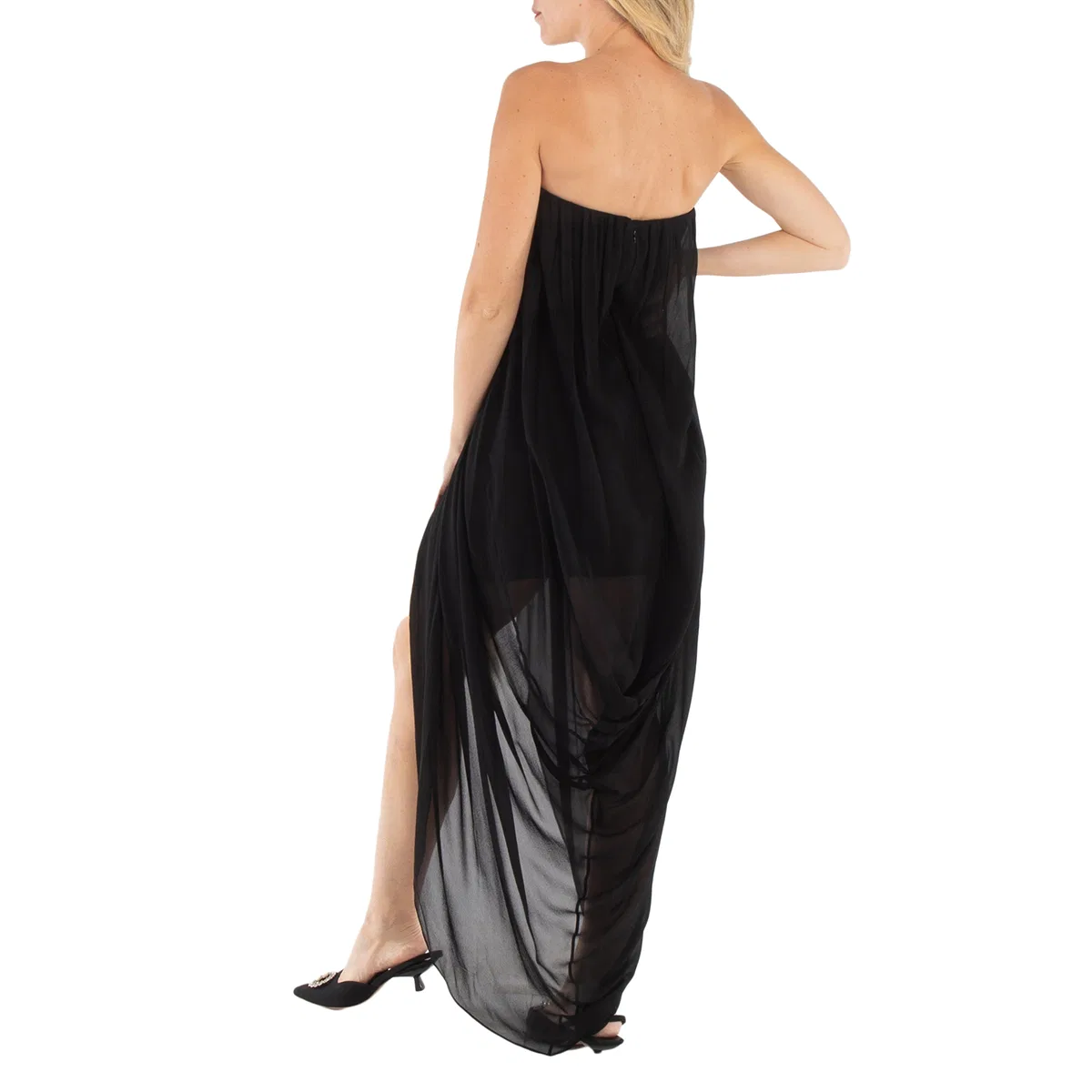 Платье вечернее из шелка Mulberry с драпировкой Black Mulberry Silk Evening Violet Draped Dress Burberry, Black — фото 3