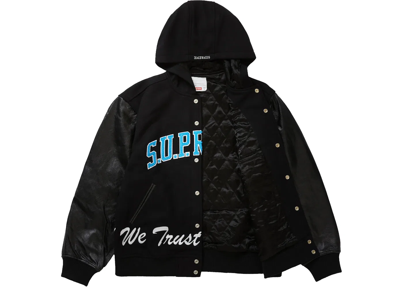 Мужская куртка-бомбер с капюшоном Varsity Jacket Supreme, Black — фото 2
