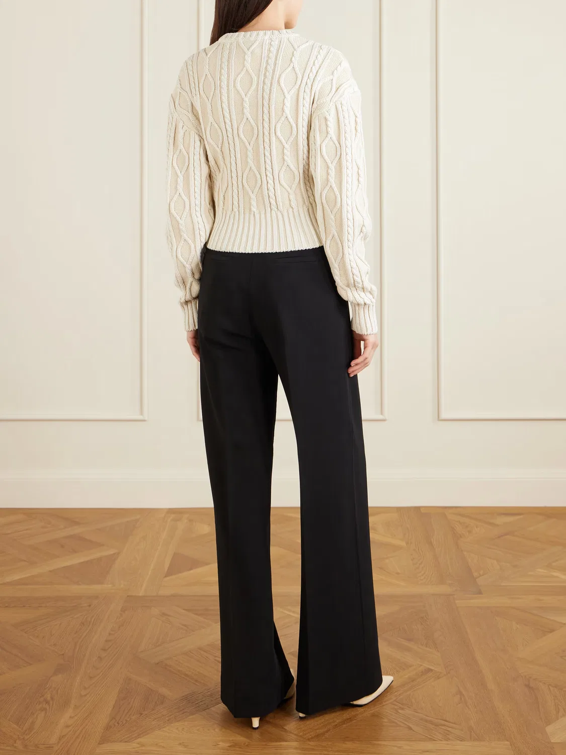Хлопковый свитер крупной вязки Amelo Jacquemus, слоновая кость — фото 3