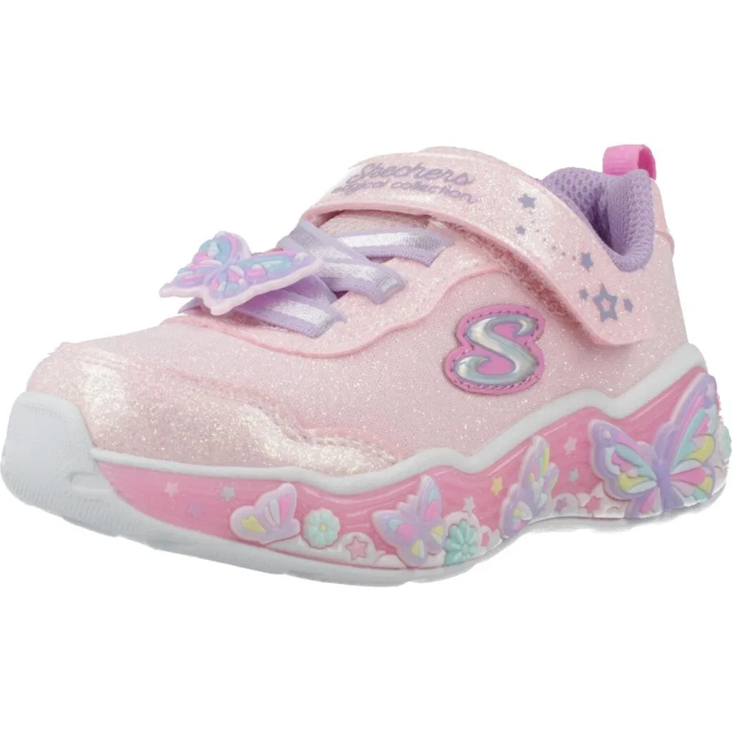 Детские кроссовки для девочек с принтом бабочки Skechers S Light Lil Butterfly, Rosa