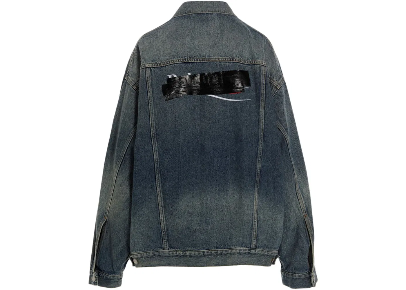 Мужская джинсовая куртка оверсайз с вышивкой логотипа Balenciaga, Blue