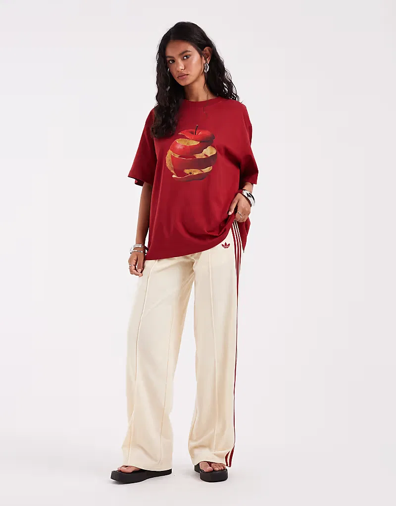 Спортивные брюки Adidas Originals Firebird свободного кроя, кремовый и, красный — фото 3