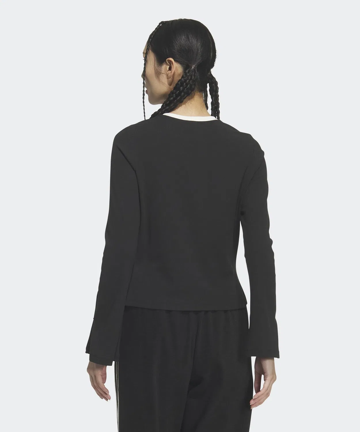 Женская футболка с длинным рукавомиз нитчатого трикотажа Adidas Originals, Black — фото 2