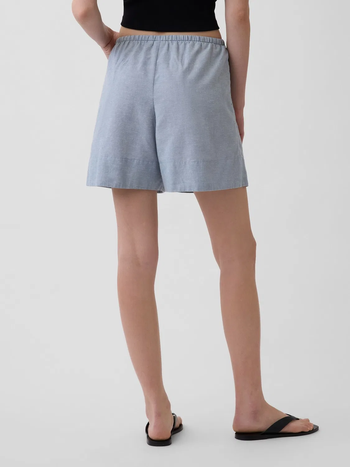 Шорты из льняной смеси, свободная посадка Gap, синие — фото 2