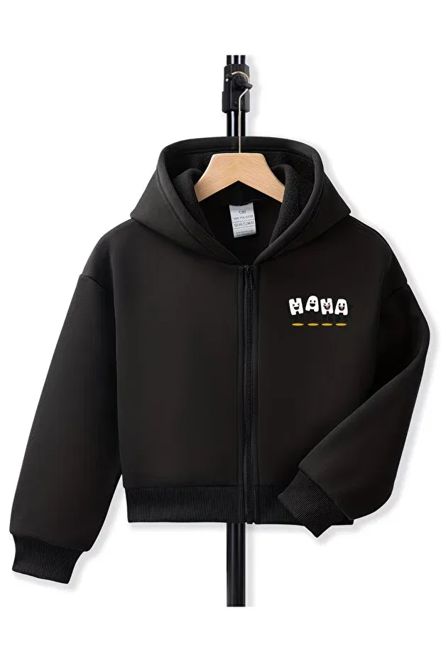Детская куртка для девочек с принтом Basics Haha, Black