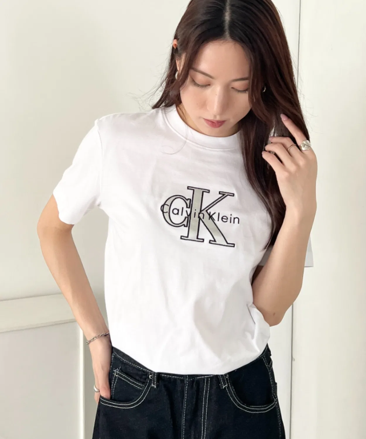 Женская футболка с длинным рукавомCalvin Klein, Винный — фото 2