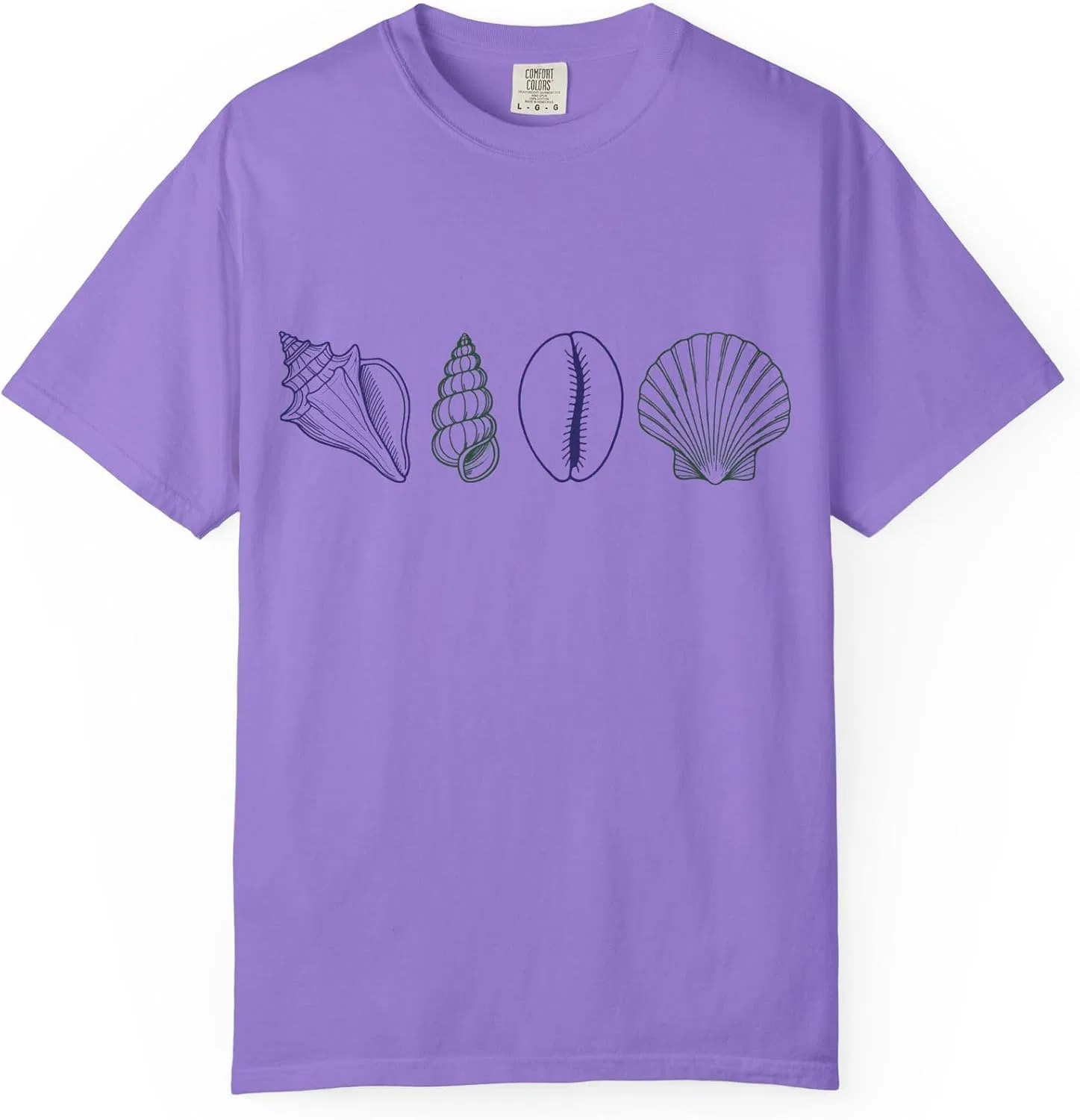 Мужская футболка с рисунком ракушек Comfort Colors 1717, Violet