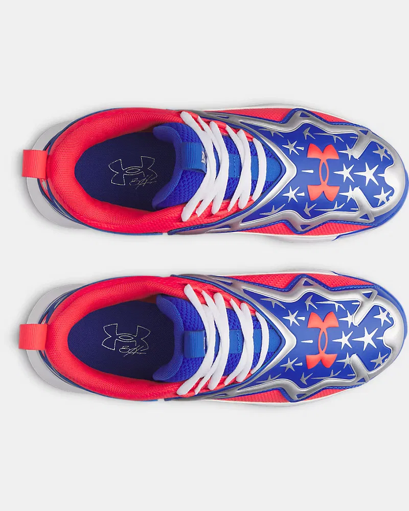 Детские бейсбольные шиповки с TPU-шипами и амортизацией EVA Harper 11 TPU UnderArmour, White/Racer Red/Team Royal — фото 3