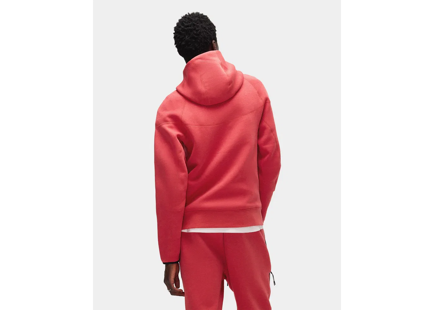 Мужской худи с полной застежкой-молнией Nike Sportswear Tech Fleece Windrunner, Light University Red Heather/Black — фото 4