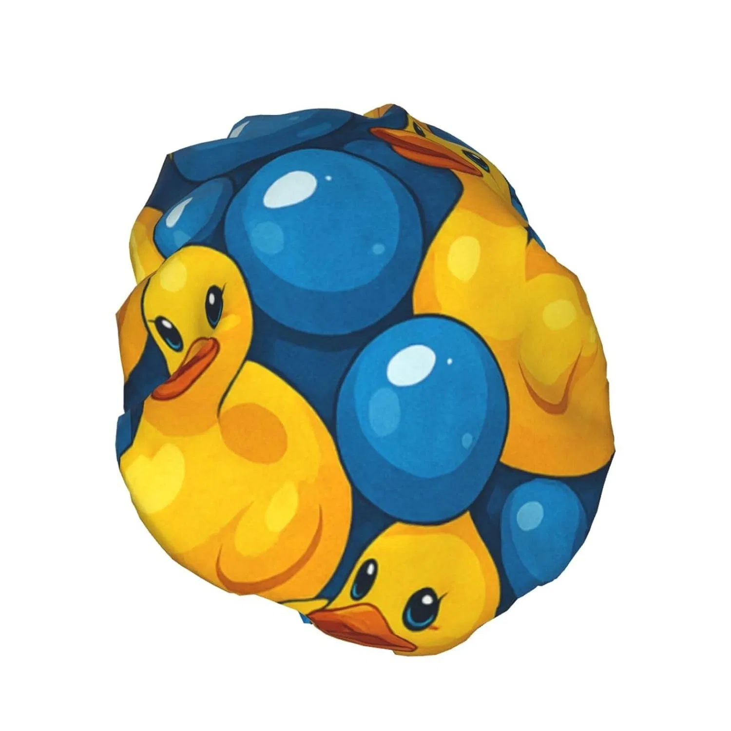 Шапочка для душа HLBSDM, двойной слой водонепроницаемая, резинка, Playful Rubber Duckies And Bubble — фото 2