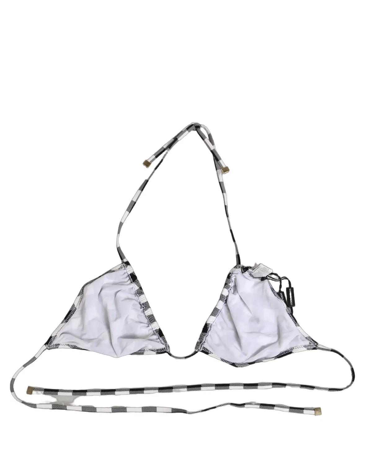 Женский топ бикини с завязкой на шее Black White Checkered Dolce & Gabbana, Black and White — фото 2