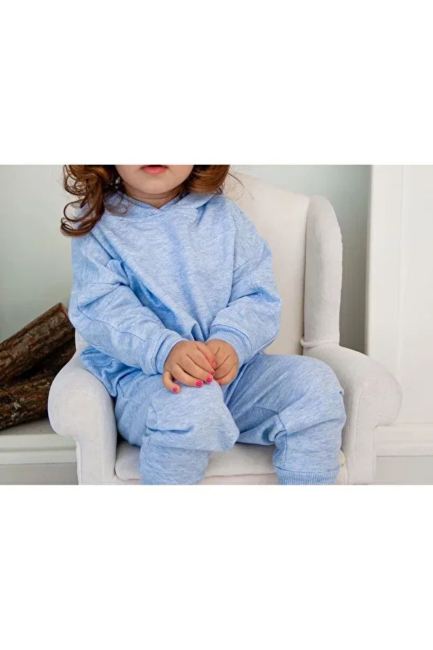 Детское худи для девочек оверсайз с капюшоном Miababy, Blue — фото 2