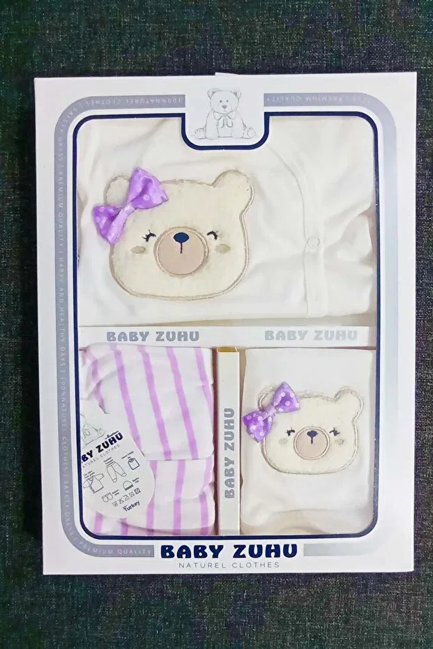 Детский комплект для выписки из роддома с медвежонком Myzi Store, Lilac