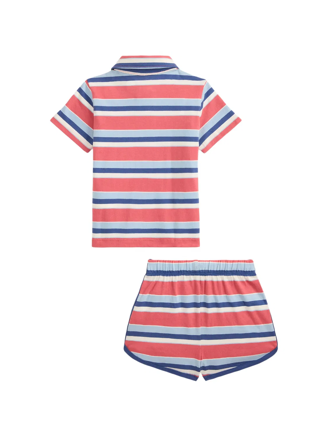 Полосатая пижама с короткими рукавами Polo Ralph Lauren Kids, красный — фото 2