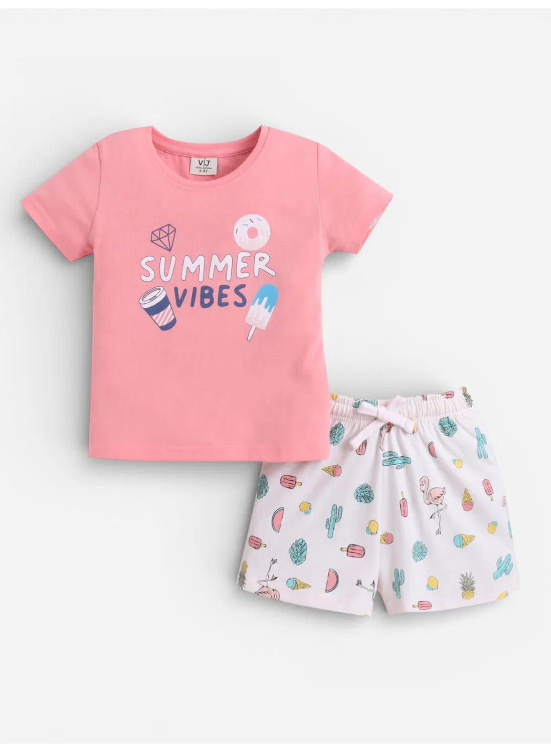 Комплект пижамный с принтом летнее настроение, модель Summer Vibes, Victor And Jane, темно-персиковый — фото 4