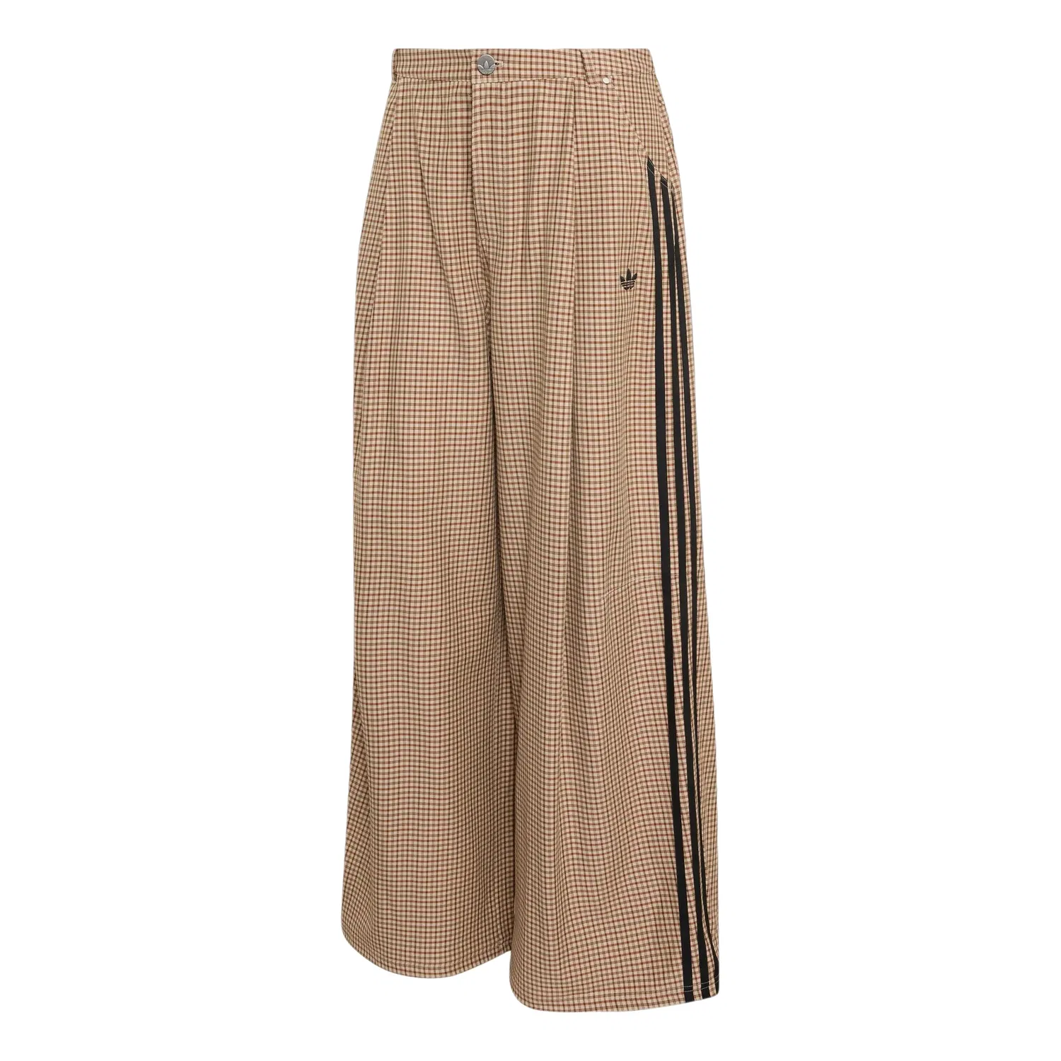 Женские брюки Checks Loose Pants Asia SIzing 'Crystal Linen Aurora Coffee Orbit Green' adidas, Crystal Linen/Aurora Coffee/Orbit Green