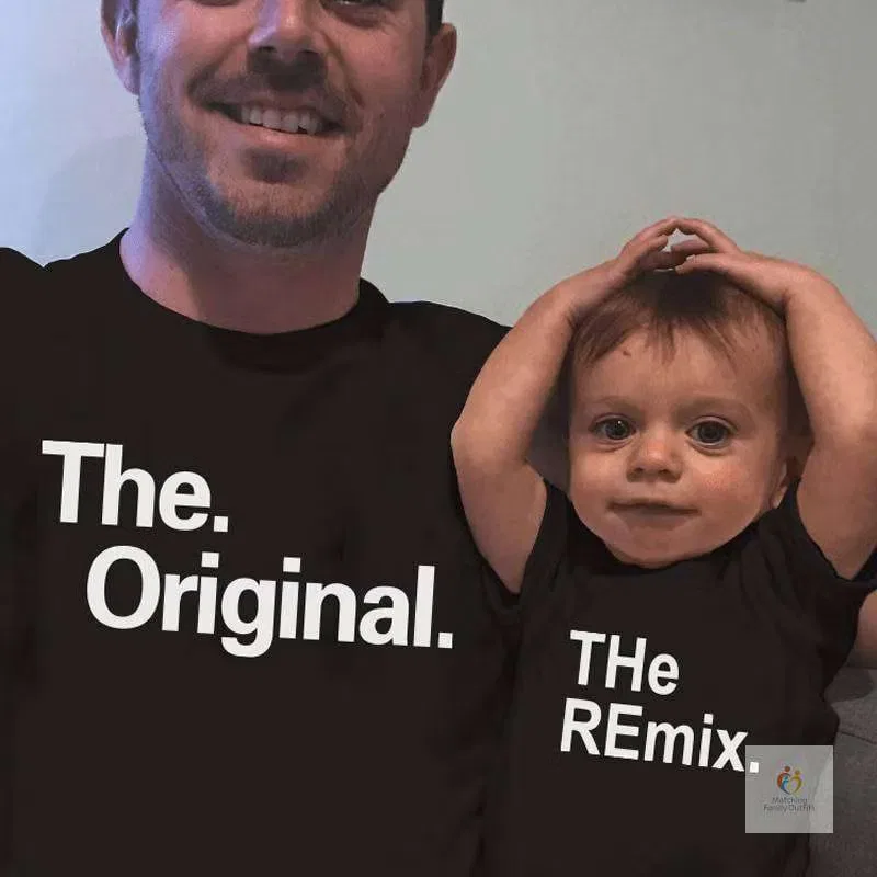 Комплект футболок с принтом The Original & The Remix Matching Family Outfits, черный