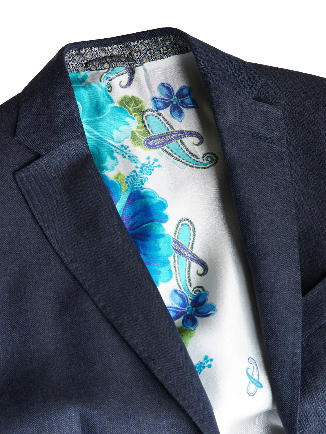 Однобортный шершавай блейзер ETRO, синий — фото 3