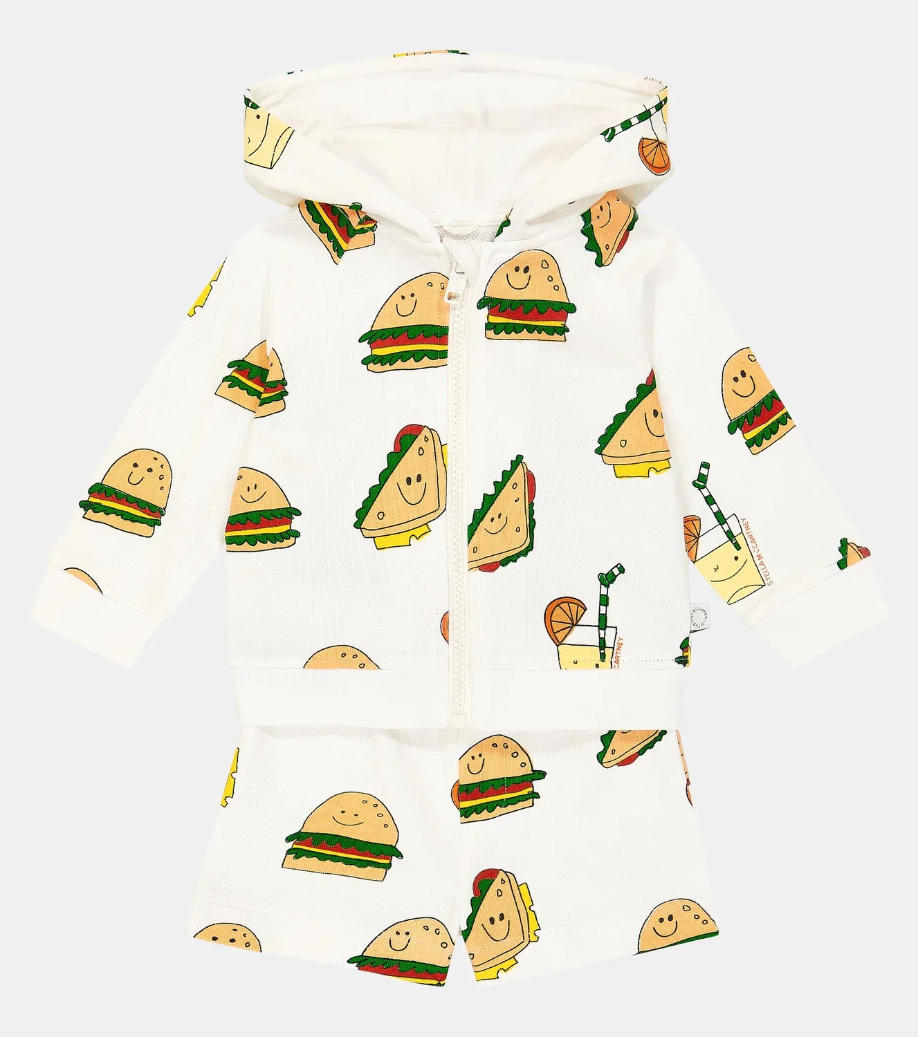 Комплект из хлопковой толстовки и шорт Stella Mccartney Kids, белый — фото 2