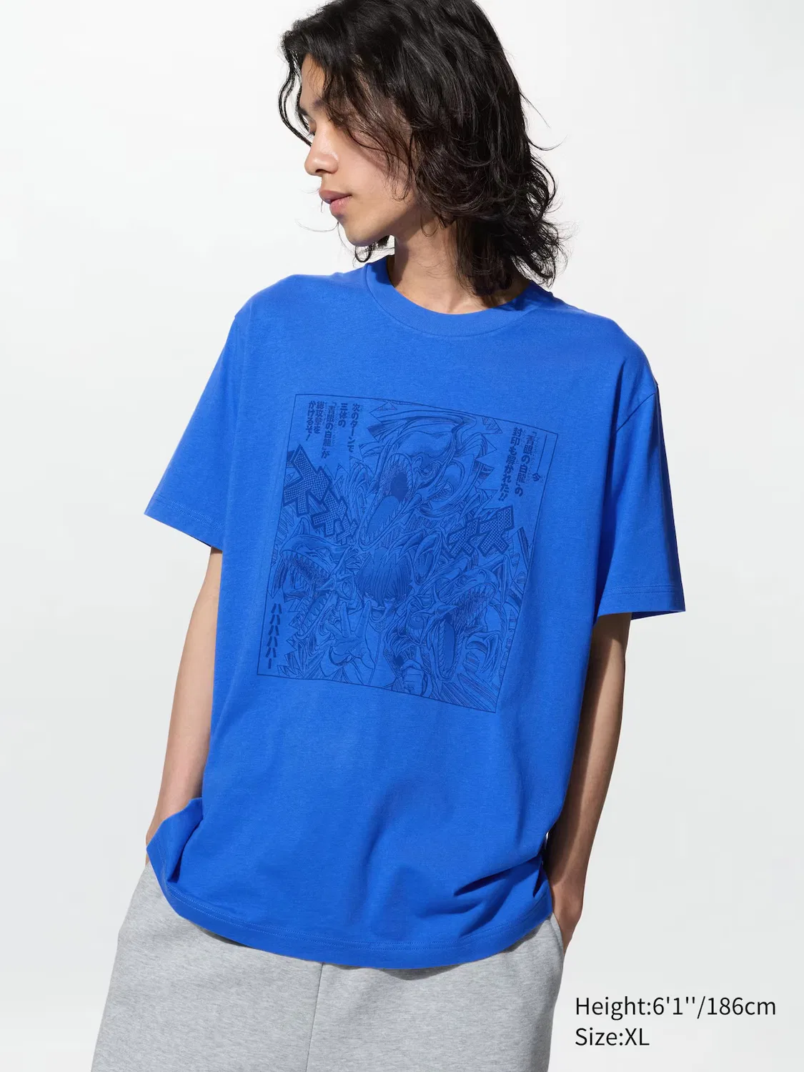 Футболка Uniqlo Manga ut shueisha 100th yu-gi-oh!, с графическим принтом, синий