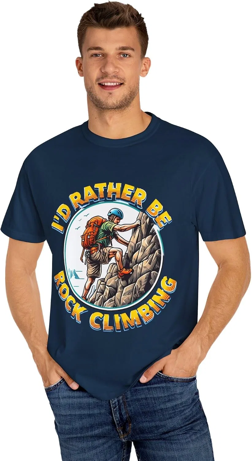 Футболка с принтом Rock Climbing Comfort Colors, True Navy — фото 4