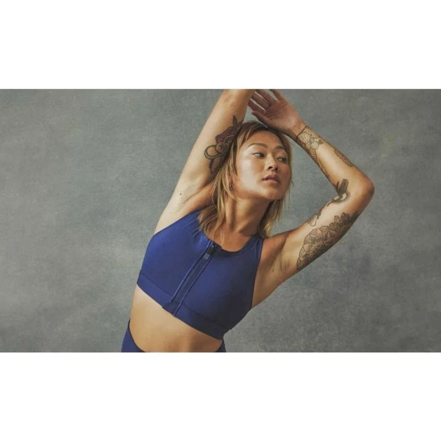 Спортивный бюстгальтер с фронтальной молнией Nike Dri-FIT Swoosh, Синий — фото 3