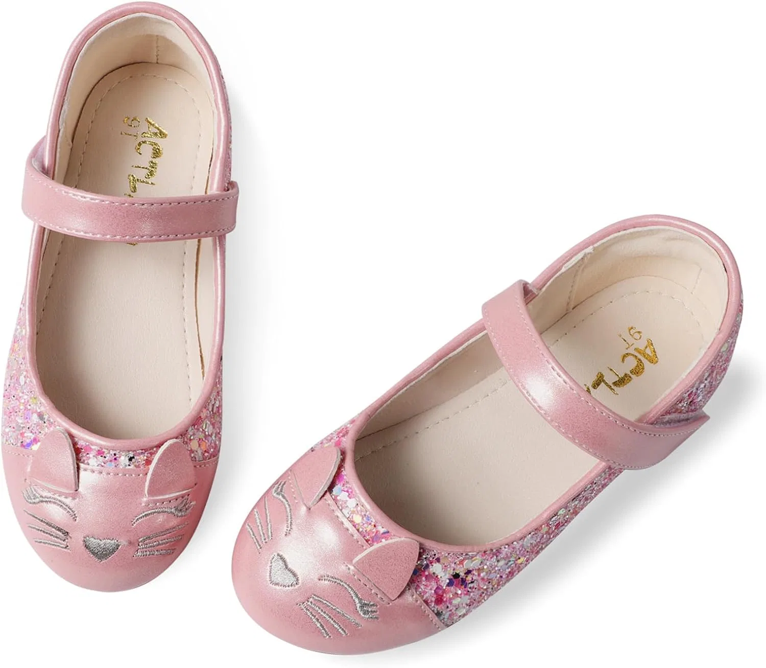 Детские балетки для девочек с принтом Funny Cat Glitter Princess Secret Slippers, Glitter Pink