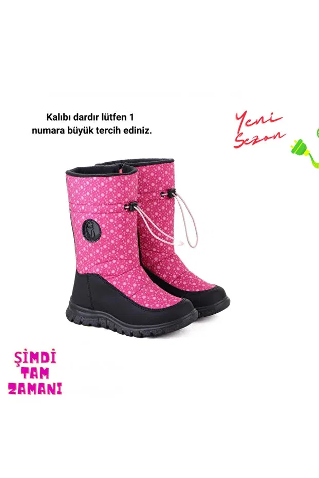 Детские снежные ботинки для девочек на молнии и шнурках Maria-P Cool, Pink — фото 3